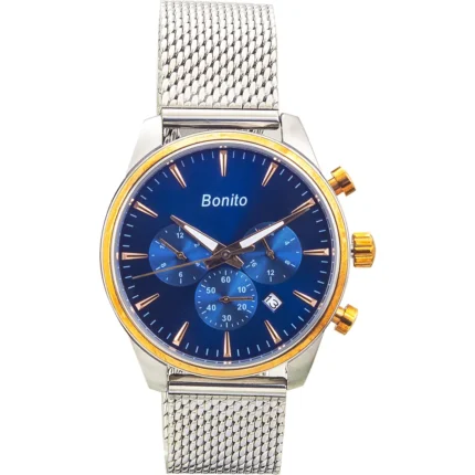 Bonito K-7016-RG-BLU Men's Mesh Band Watch - Stylish & Durable Wristwatch for Men